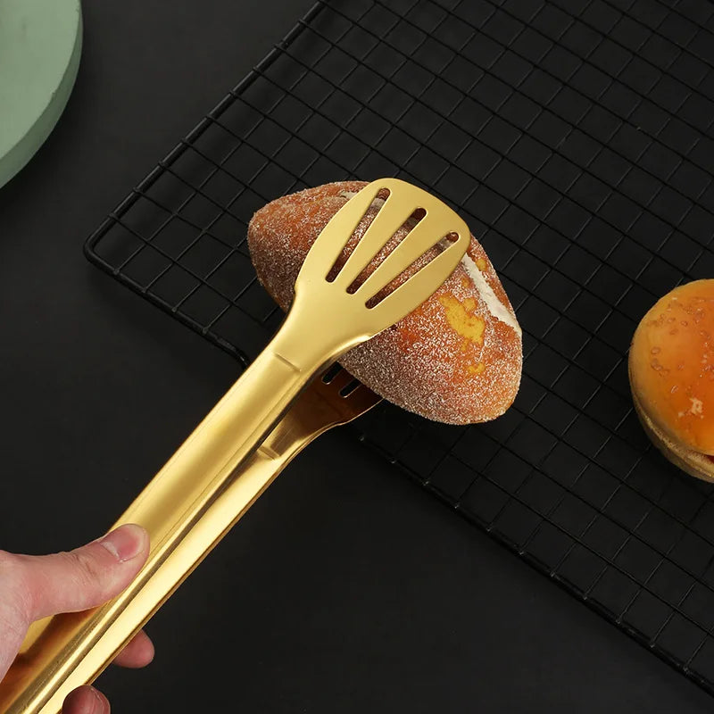 Gold Stainless Steel Food Tongs – Elegant Grill & Kitchen Clamp | Durable, Easy-Use, Multipurpose