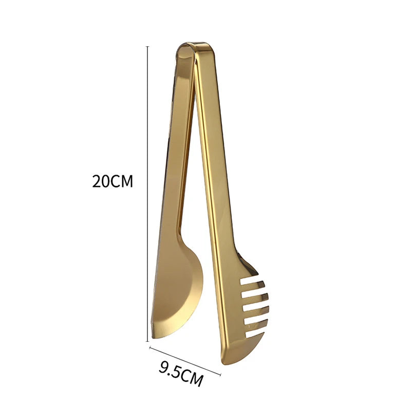 Gold Stainless Steel Food Tongs – Elegant Grill & Kitchen Clamp | Durable, Easy-Use, Multipurpose
