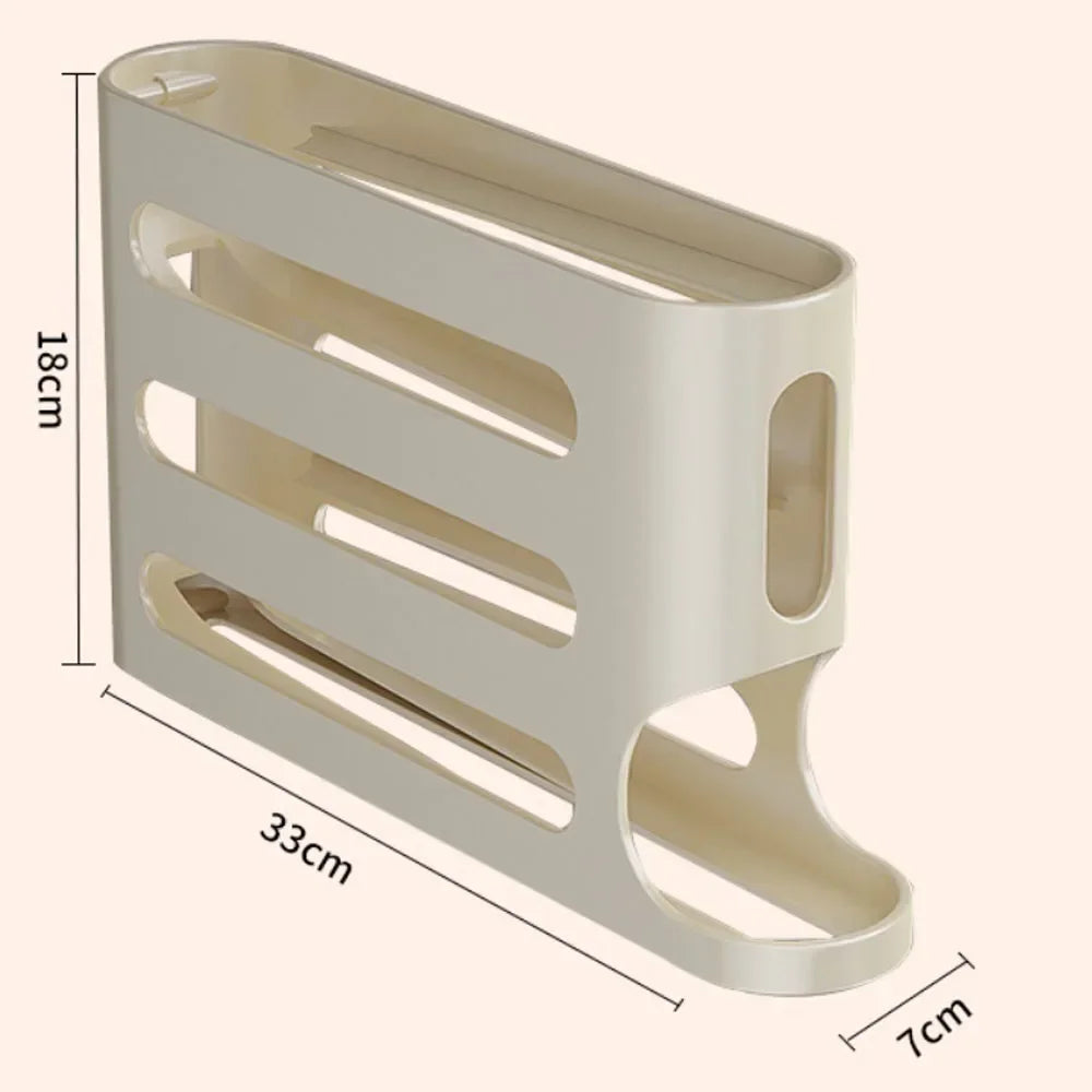 Automatic Rolling Egg Holder – 4-Layer Fridge Organizer | Space-Saving, Easy Access, Sleek Storage