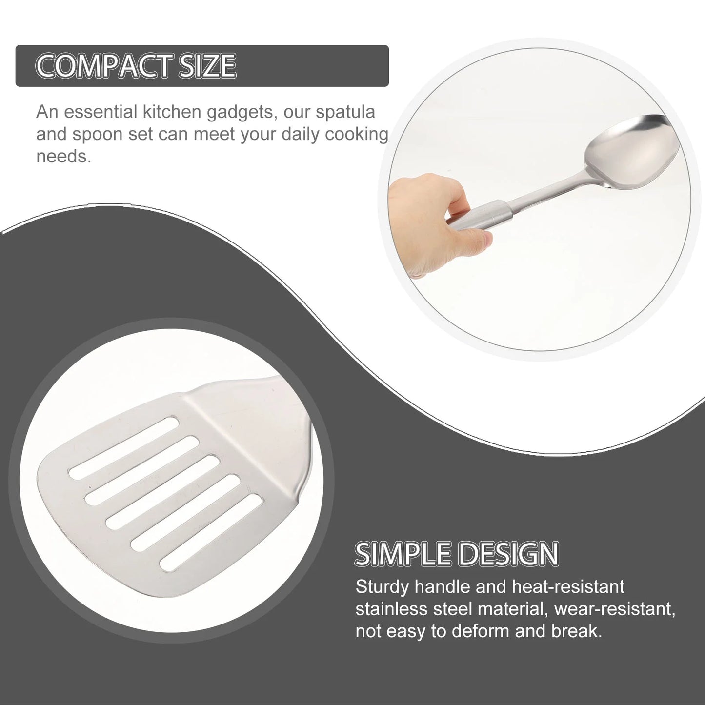 5PCS Stainless Steel Utensil Set – Heat-Resistant & Hanging Kitchen Tools