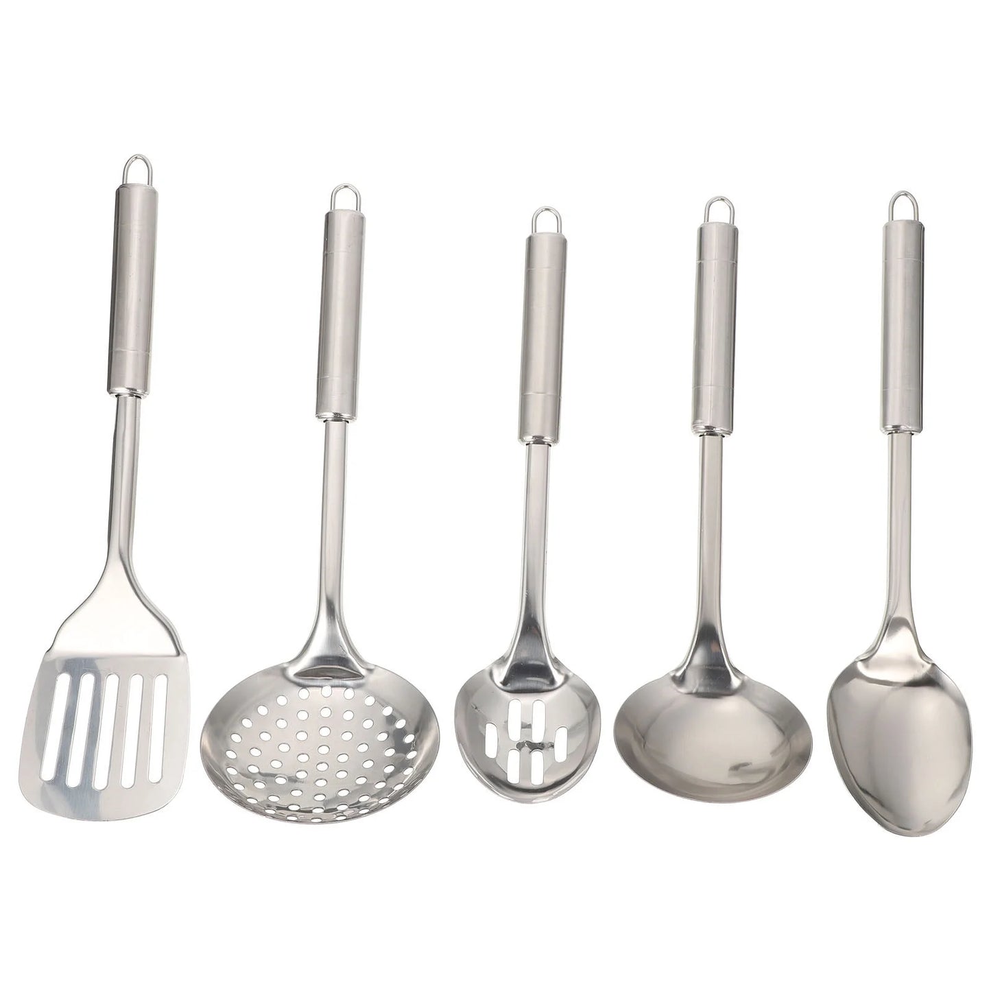5PCS Stainless Steel Utensil Set – Heat-Resistant & Hanging Kitchen Tools