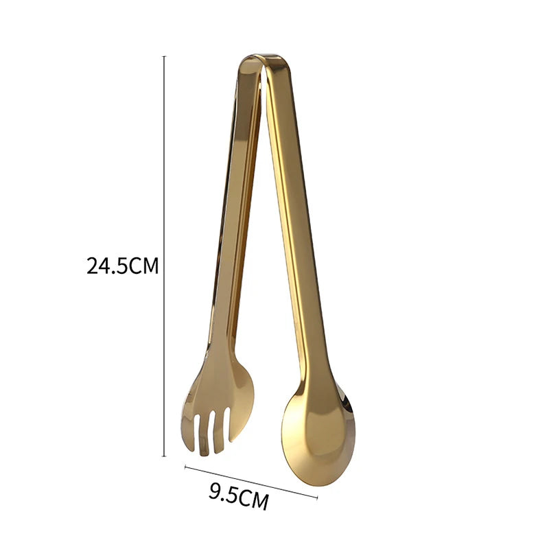 Gold Stainless Steel Food Tongs – Elegant Grill & Kitchen Clamp | Durable, Easy-Use, Multipurpose
