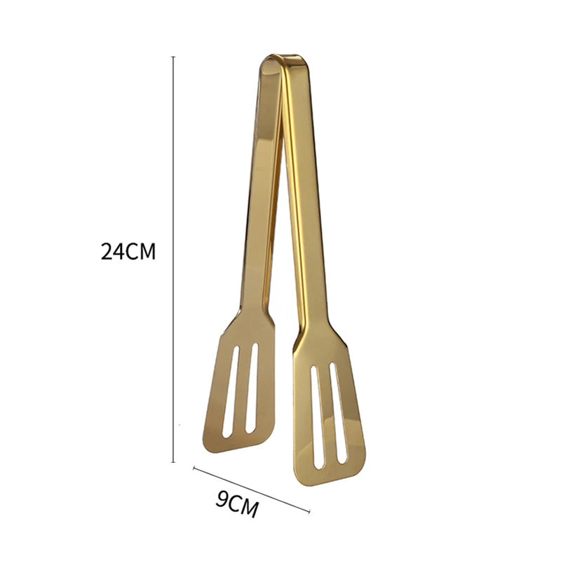 Gold Stainless Steel Food Tongs – Elegant Grill & Kitchen Clamp | Durable, Easy-Use, Multipurpose
