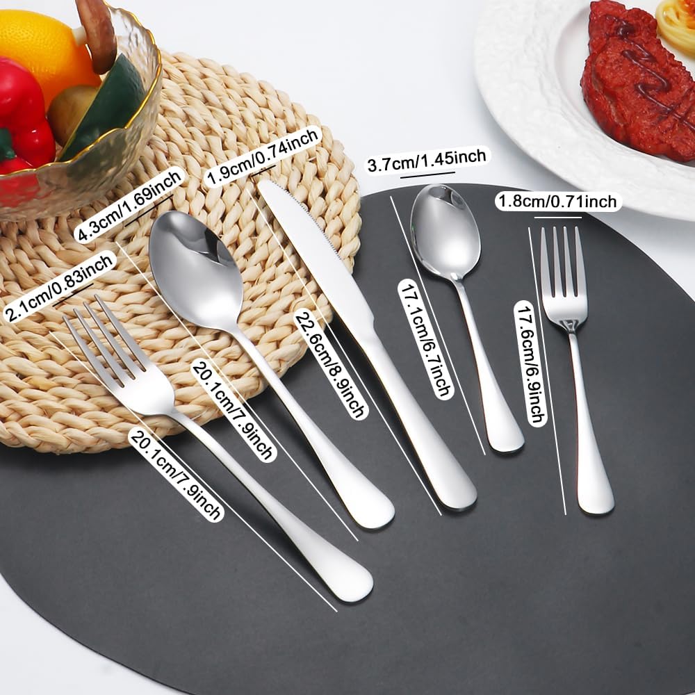 50PCS Stainless Steel Silverware Set – Flatware for 10 with Forks, Knives & Spoons