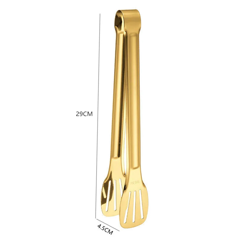 Gold Stainless Steel Food Tongs – Elegant Grill & Kitchen Clamp | Durable, Easy-Use, Multipurpose
