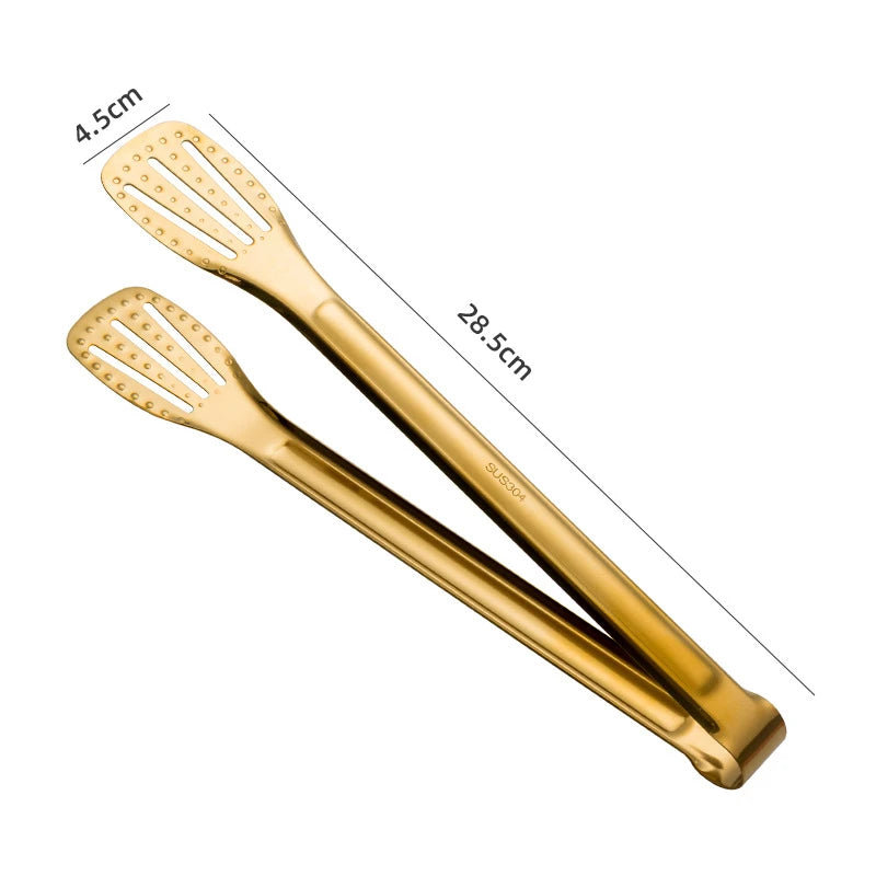 Gold Stainless Steel Food Tongs – Elegant Grill & Kitchen Clamp | Durable, Easy-Use, Multipurpose