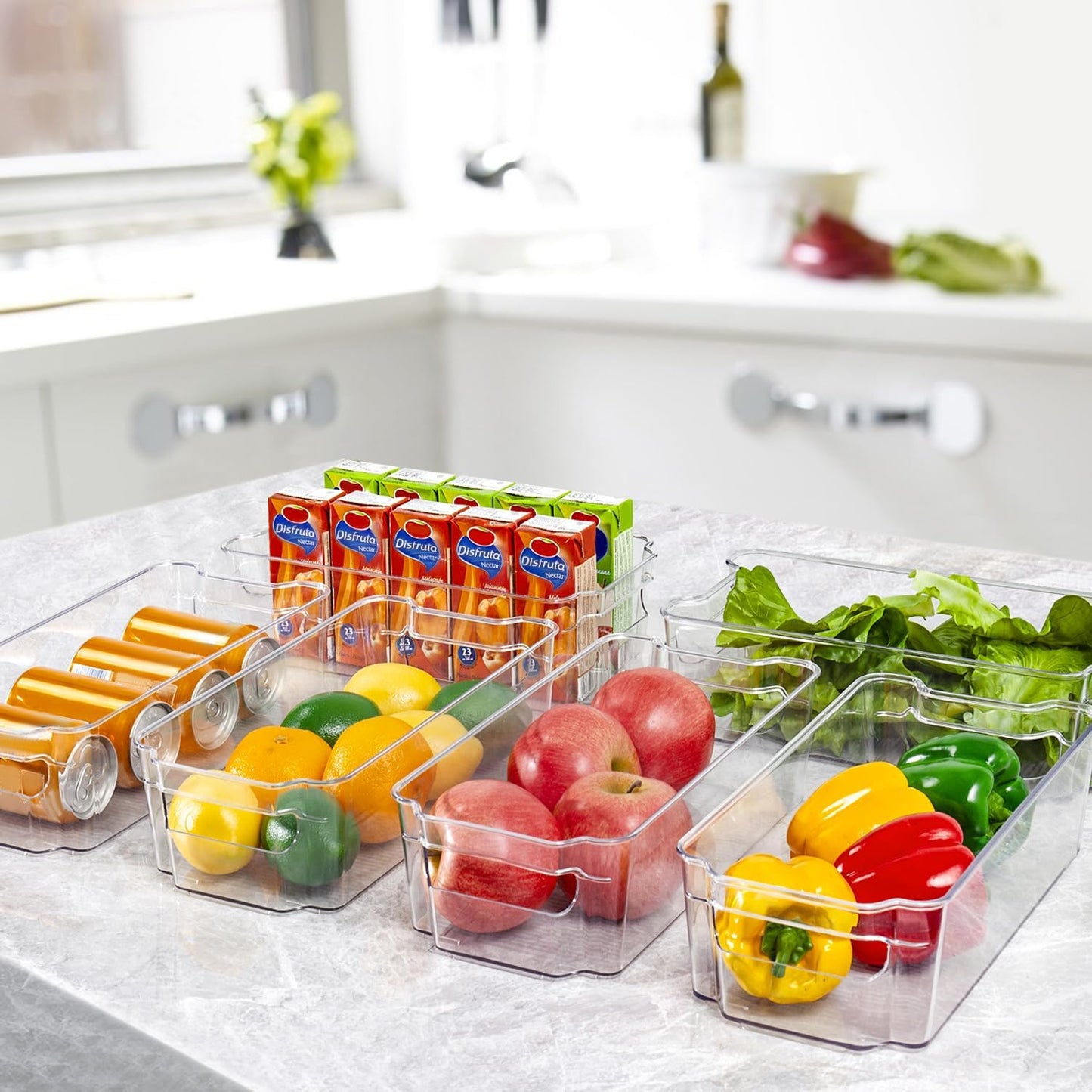 8PCS Clear Fridge Organizer Bins – BPA-Free Storage with Handles