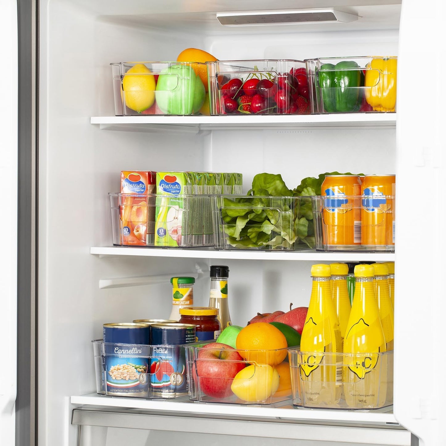 8PCS Clear Fridge Organizer Bins – BPA-Free Storage with Handles