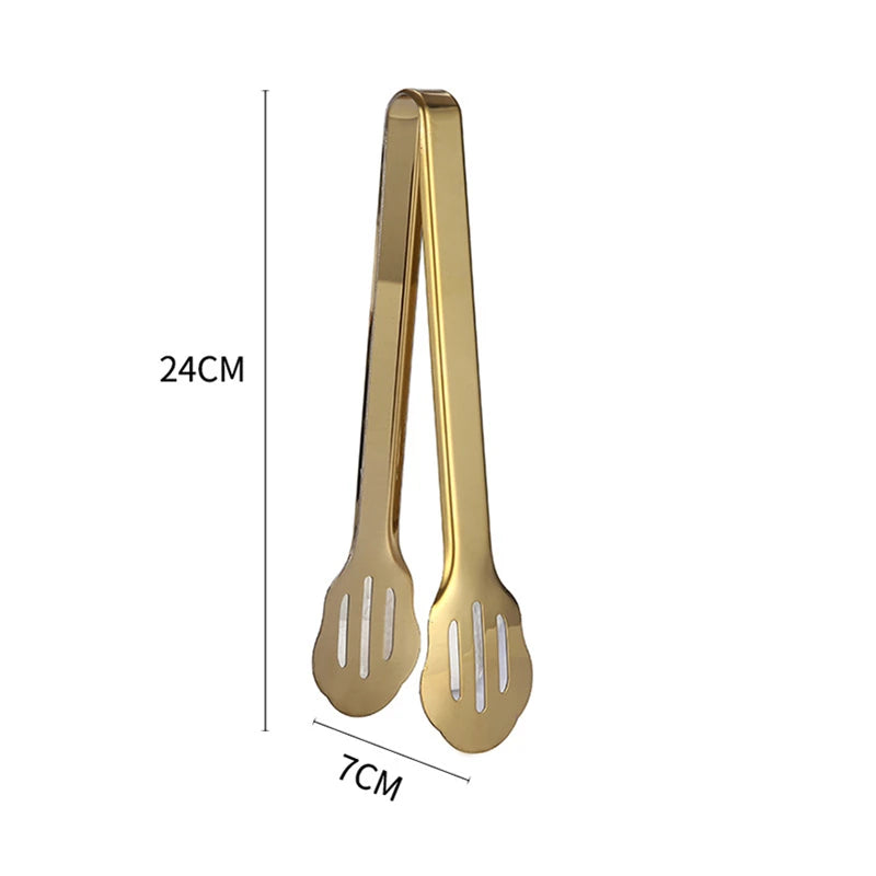 Gold Stainless Steel Food Tongs – Elegant Grill & Kitchen Clamp | Durable, Easy-Use, Multipurpose