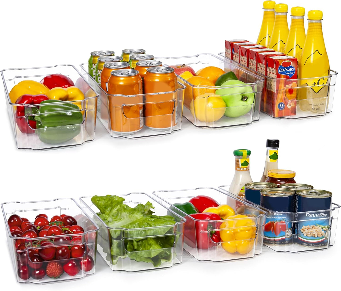 8PCS Clear Fridge Organizer Bins – BPA-Free Storage with Handles