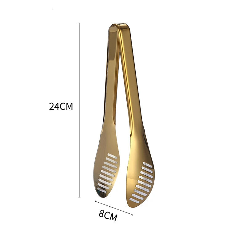 Gold Stainless Steel Food Tongs – Elegant Grill & Kitchen Clamp | Durable, Easy-Use, Multipurpose