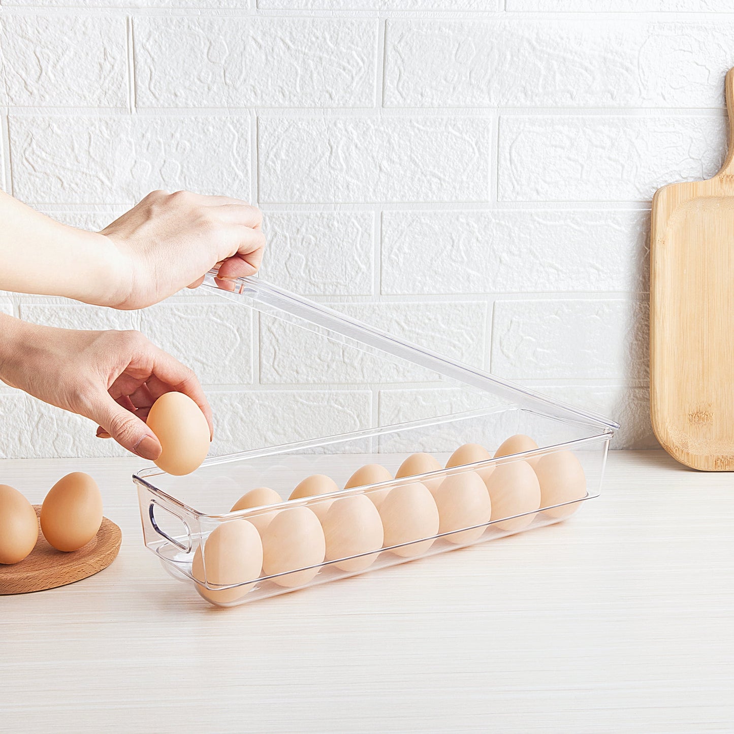 10PCS Fridge & Pantry Organizer Set – Clear Bins with Handles, Egg & Can Holders