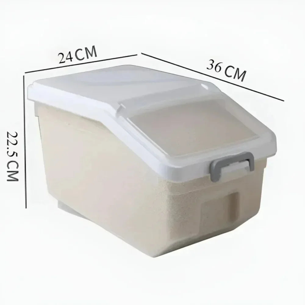10KG Rice & Cereal Storage Container – Moisture-Proof Bin with Lid and Rollers
