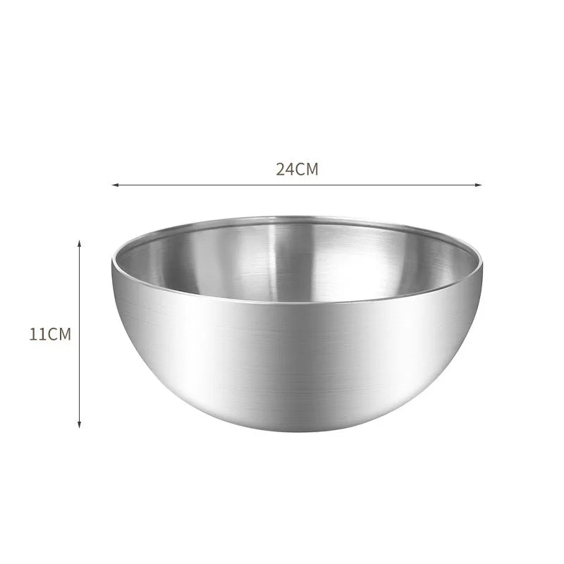 Korean Stainless Steel Multipurpose Bowl – Golden & Silver Round Salad/Noodle Basin (15cm–28cm)