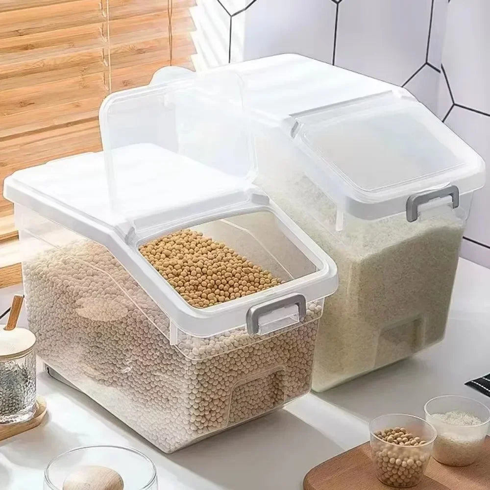10KG Rice & Cereal Storage Container – Moisture-Proof Bin with Lid and Rollers
