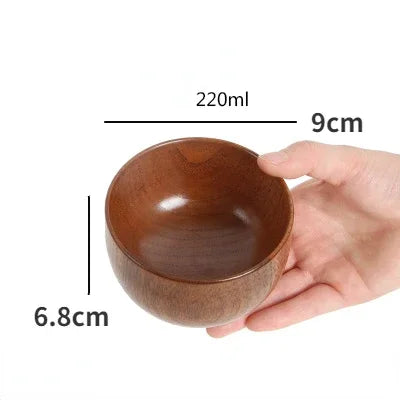 Japanese Jujube Wood Bowl – Retro Solid Wood Tableware for Soup, Salad & Snacks