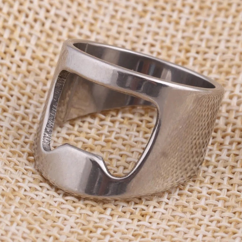 Stainless Steel Ring Bottle Opener – Creative Finger Corkscrew for Beer & Soda