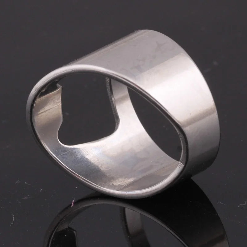 Stainless Steel Ring Bottle Opener – Creative Finger Corkscrew for Beer & Soda