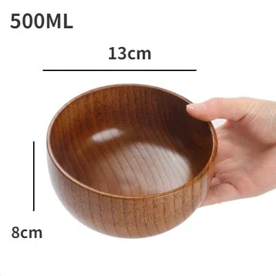 Japanese Jujube Wood Bowl – Retro Solid Wood Tableware for Soup, Salad & Snacks