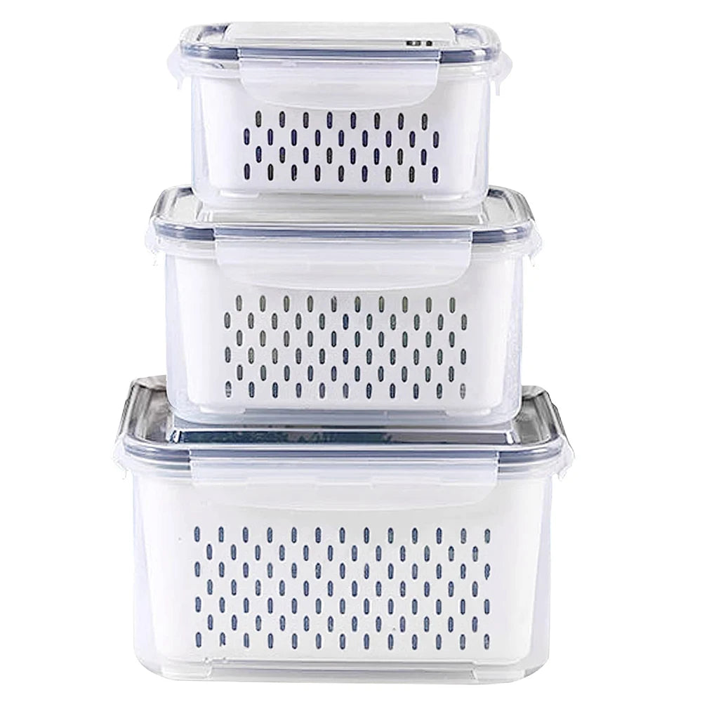 Fruit Storage Containers with Removable Colander – Airtight Fridge Produce Saver | BPA-Free, Space-Saving, Multi-Use