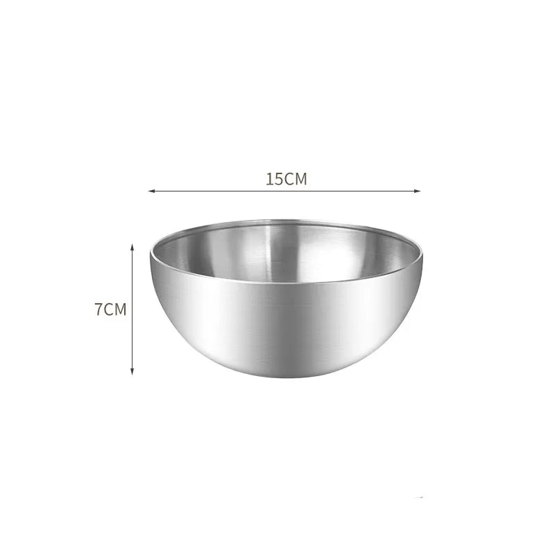 Korean Stainless Steel Multipurpose Bowl – Golden & Silver Round Salad/Noodle Basin (15cm–28cm)