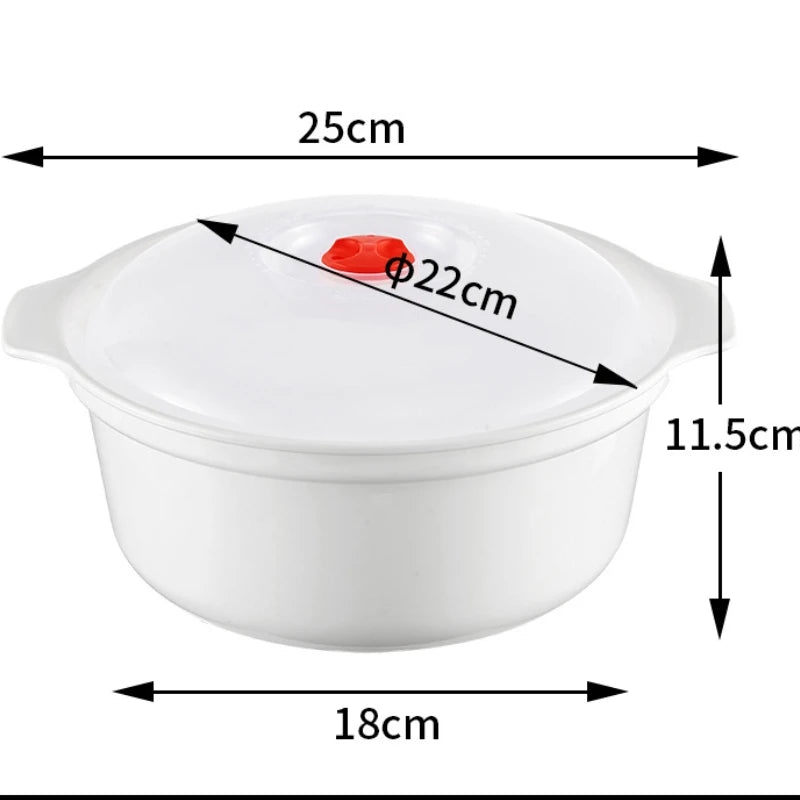 Microwave Heating Storage Bowl – Plastic Container with Lid for Noodles, Buns & Leftovers
