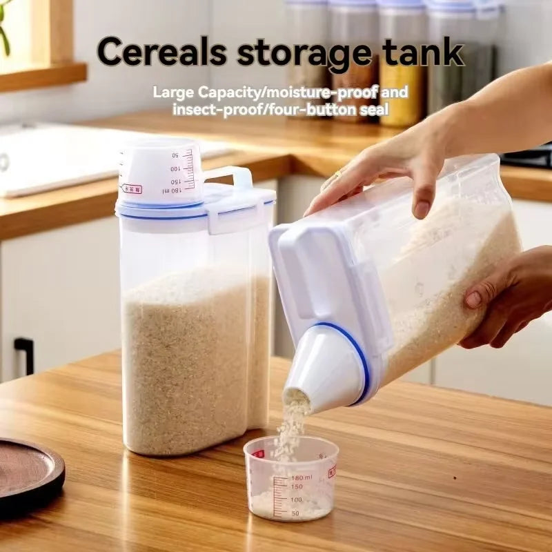 3Pcs Airtight Rice & Grain Storage Containers – 2KG Capacity with Measuring Cup & Lid