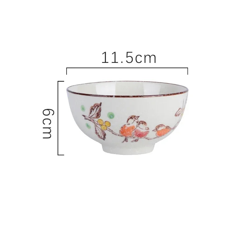 Japanese Retro Ceramic Rice Bowl – 4.5-Inch Household Tableware for Soup & Side Dishes