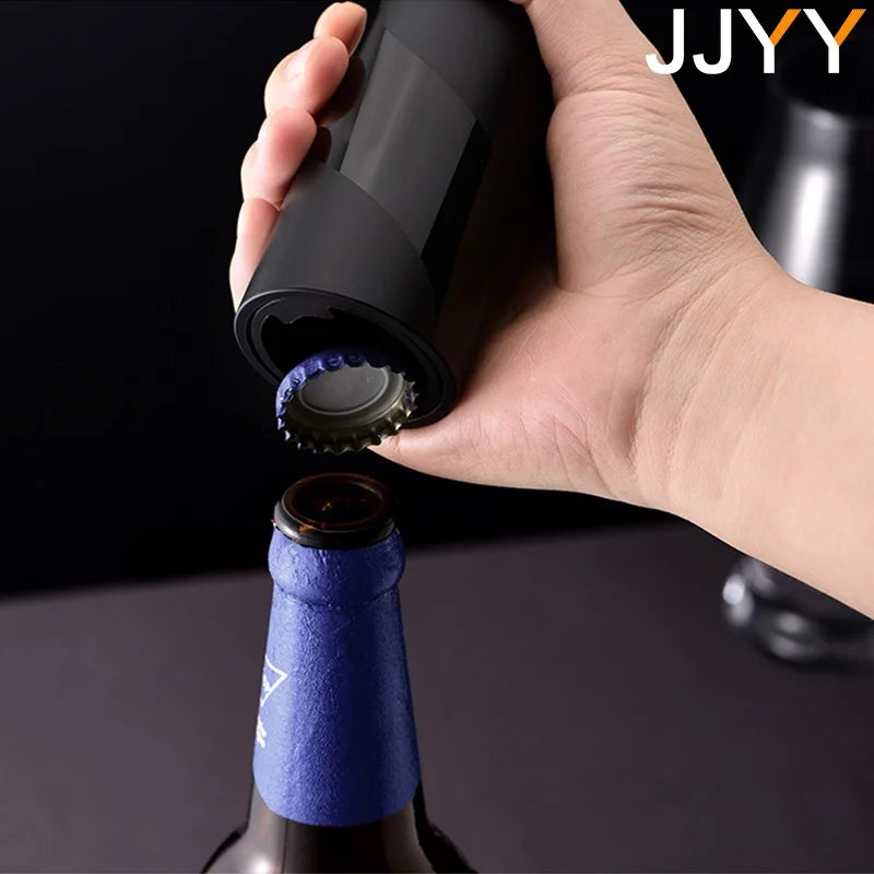 Push-Down Magnetic Bottle Opener – Automatic & Cap-Catching Design