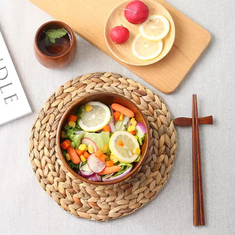 Japanese Jujube Wood Bowl – Retro Solid Wood Tableware for Soup, Salad & Snacks