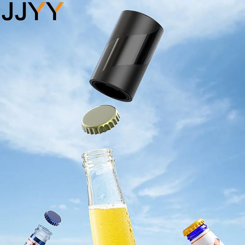 Push-Down Magnetic Bottle Opener – Automatic & Cap-Catching Design