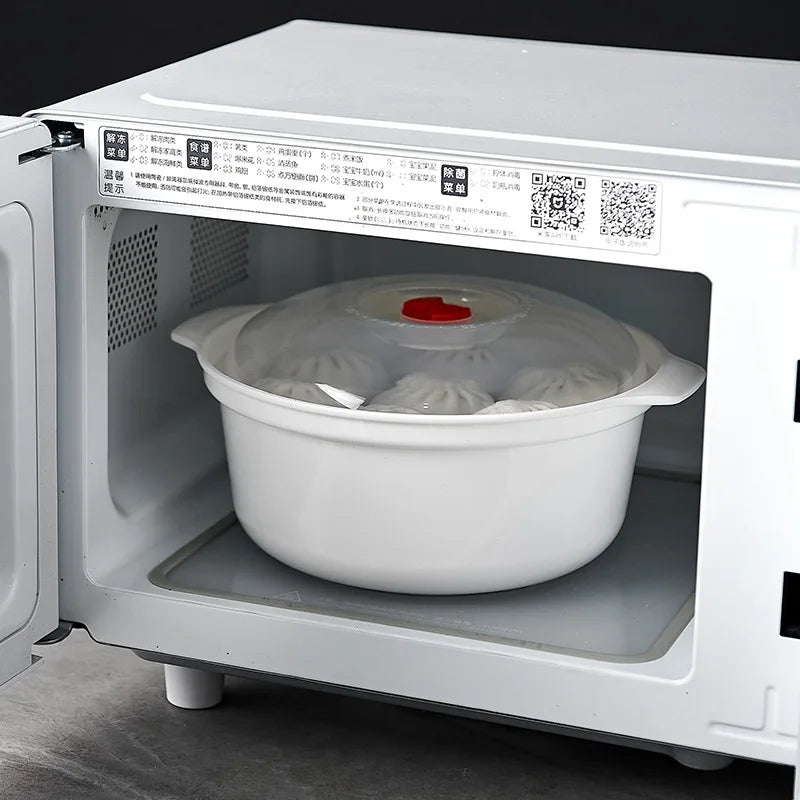 Microwave Heating Storage Bowl – Plastic Container with Lid for Noodles, Buns & Leftovers
