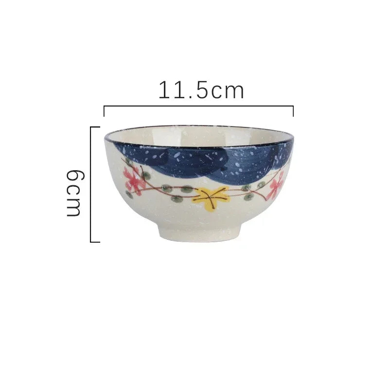 Japanese Retro Ceramic Rice Bowl – 4.5-Inch Household Tableware for Soup & Side Dishes