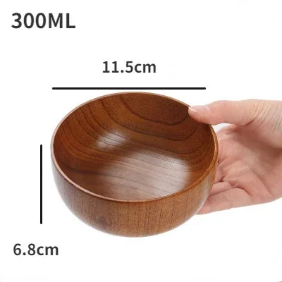 Japanese Jujube Wood Bowl – Retro Solid Wood Tableware for Soup, Salad & Snacks