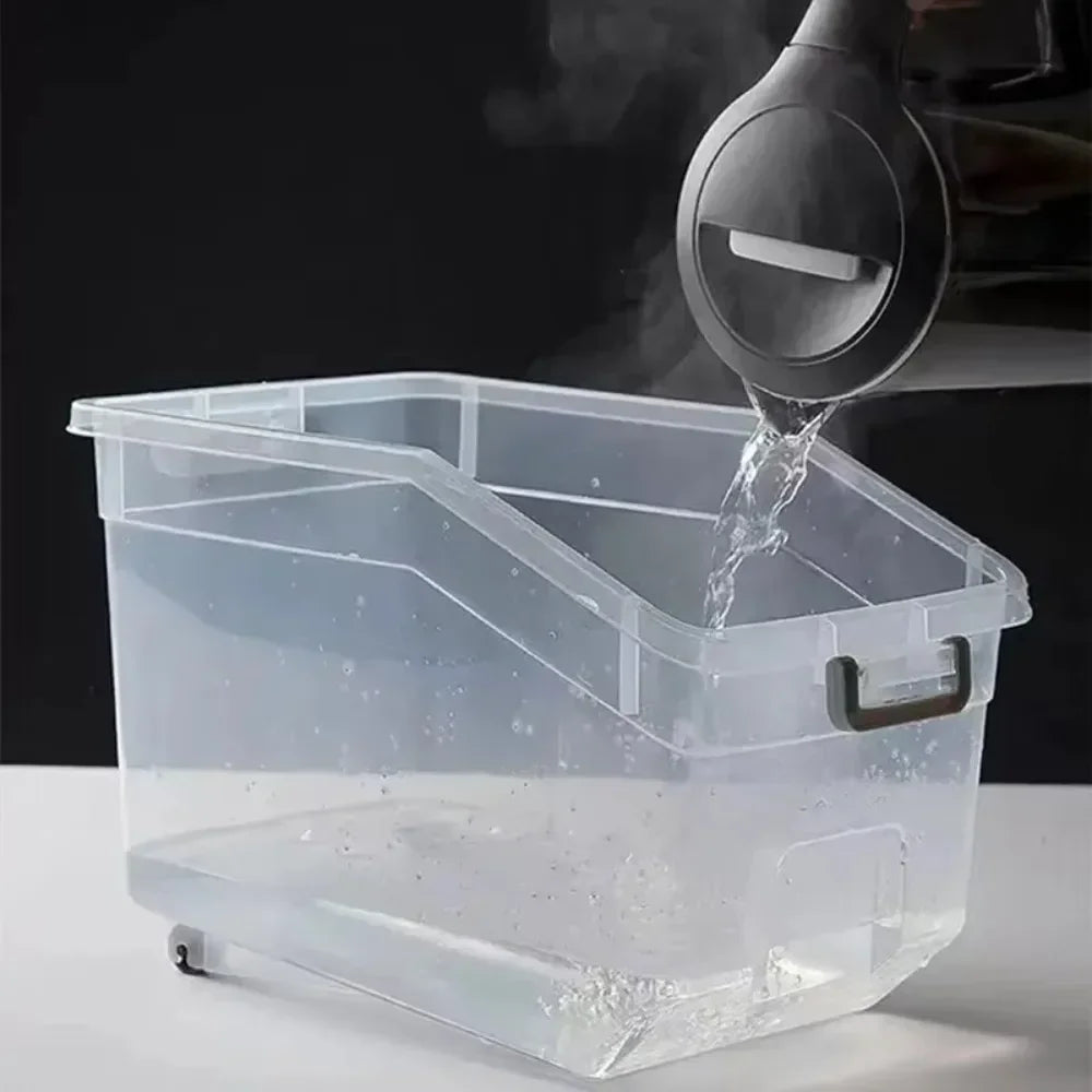 10KG Rice & Cereal Storage Container – Moisture-Proof Bin with Lid and Rollers