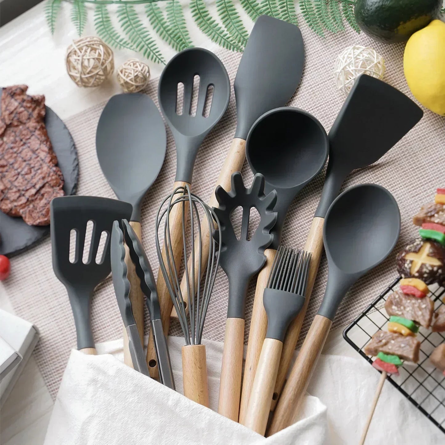 12PCS Silicone Kitchen Utensils Set – Non-Stick, Heat-Resistant, All-in-One Cooking Tools