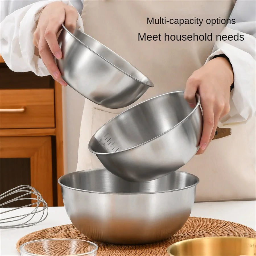 Stainless Steel Salad & Noodle Bowl – Gold & Silver Finish | Elegant Food Container