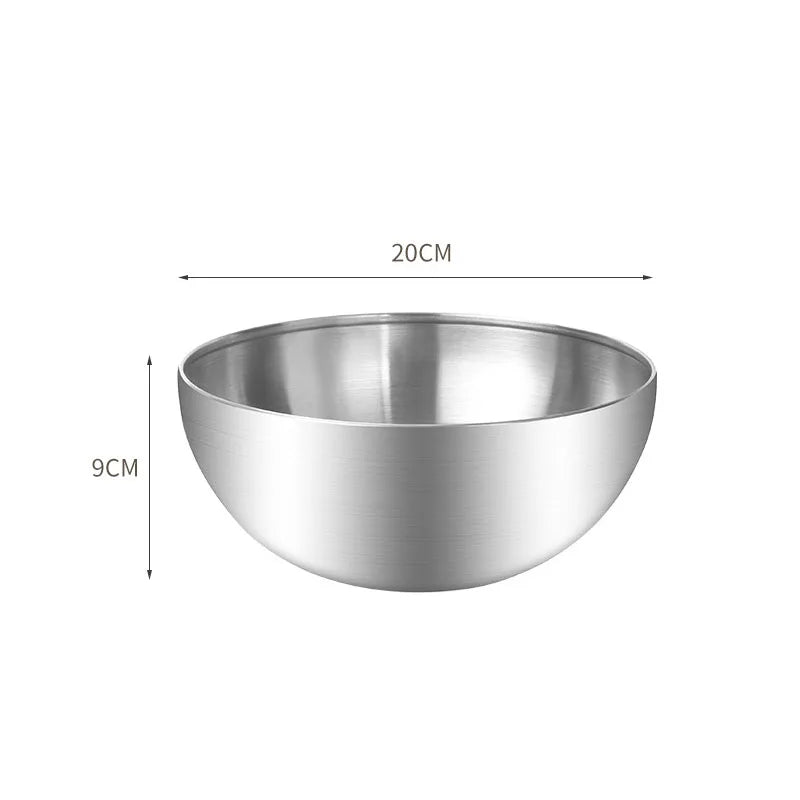 Korean Stainless Steel Multipurpose Bowl – Golden & Silver Round Salad/Noodle Basin (15cm–28cm)