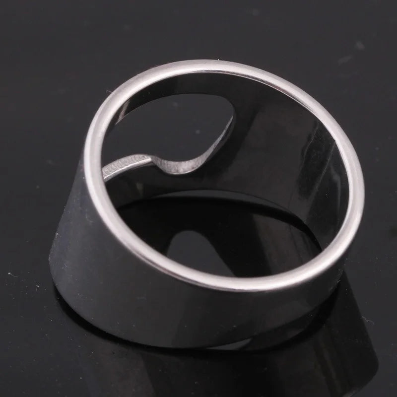 Stainless Steel Ring Bottle Opener – Creative Finger Corkscrew for Beer & Soda