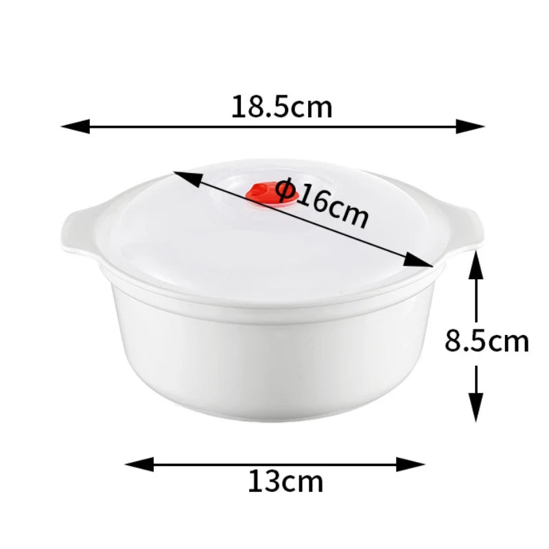 Microwave Heating Storage Bowl – Plastic Container with Lid for Noodles, Buns & Leftovers
