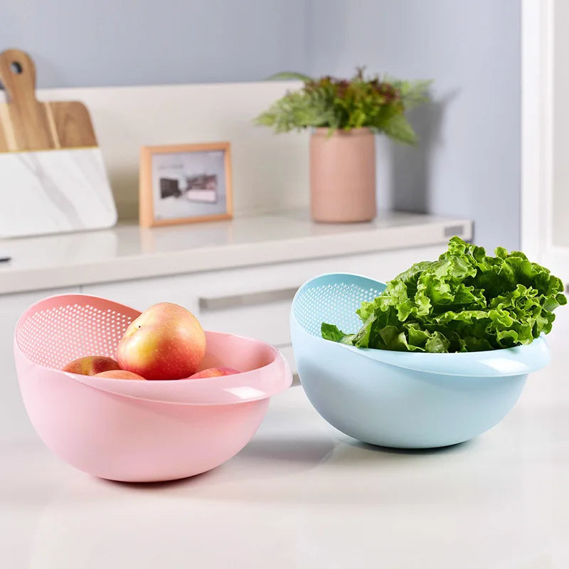 Multi-Purpose Rice & Vegetable Drainage Basket – Ergonomic Plastic Kitchen Sieve