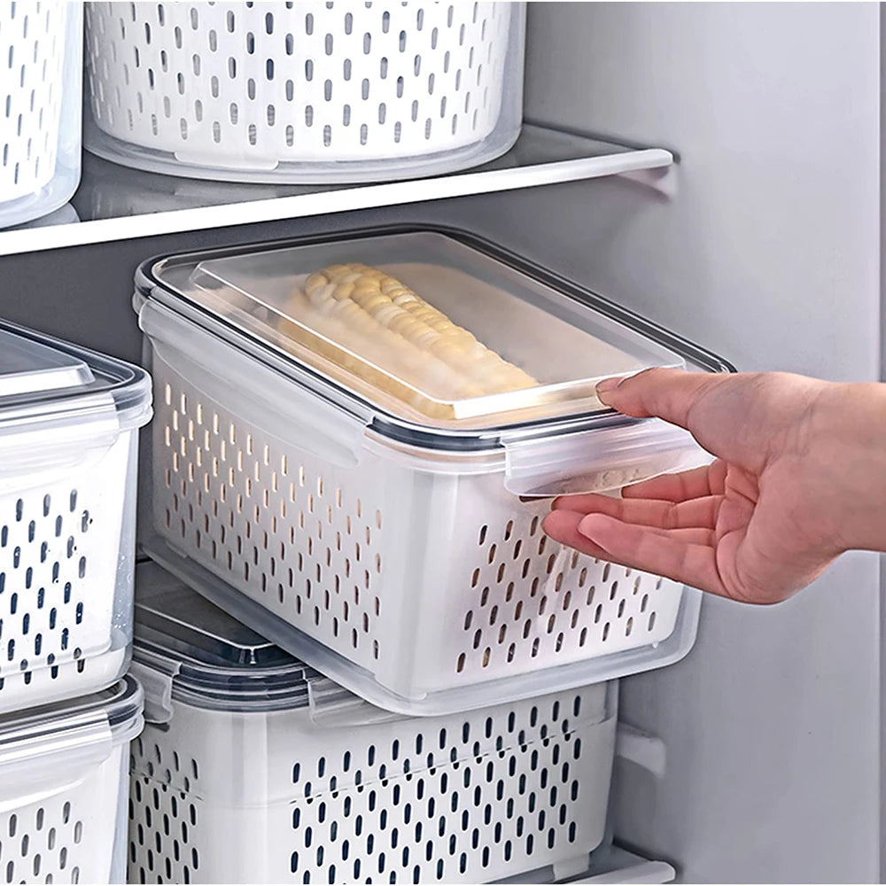 Fruit Storage Containers with Removable Colander – Airtight Fridge Produce Saver | BPA-Free, Space-Saving, Multi-Use