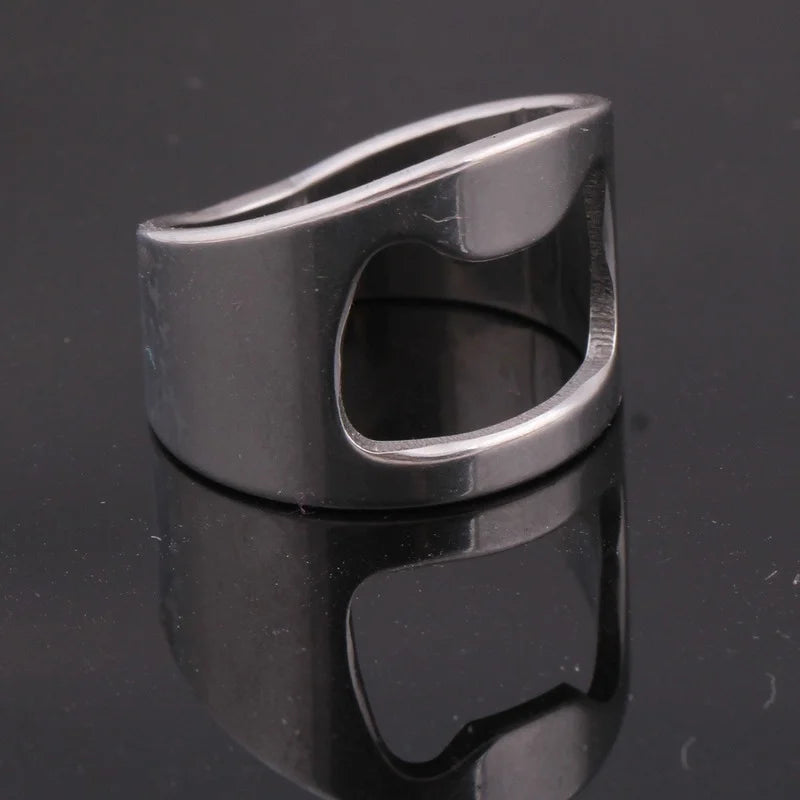 Stainless Steel Ring Bottle Opener – Creative Finger Corkscrew for Beer & Soda