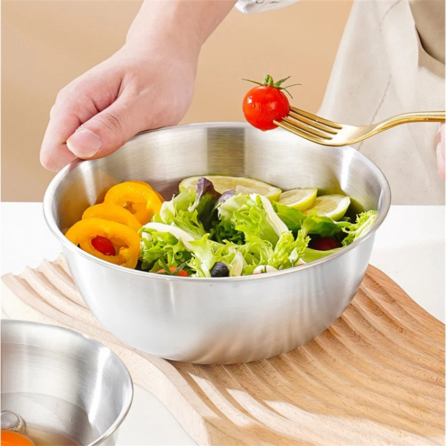 Stainless Steel Salad & Noodle Bowl – Gold & Silver Finish | Elegant Food Container