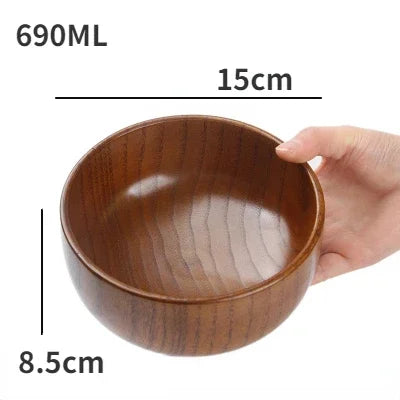 Japanese Jujube Wood Bowl – Retro Solid Wood Tableware for Soup, Salad & Snacks