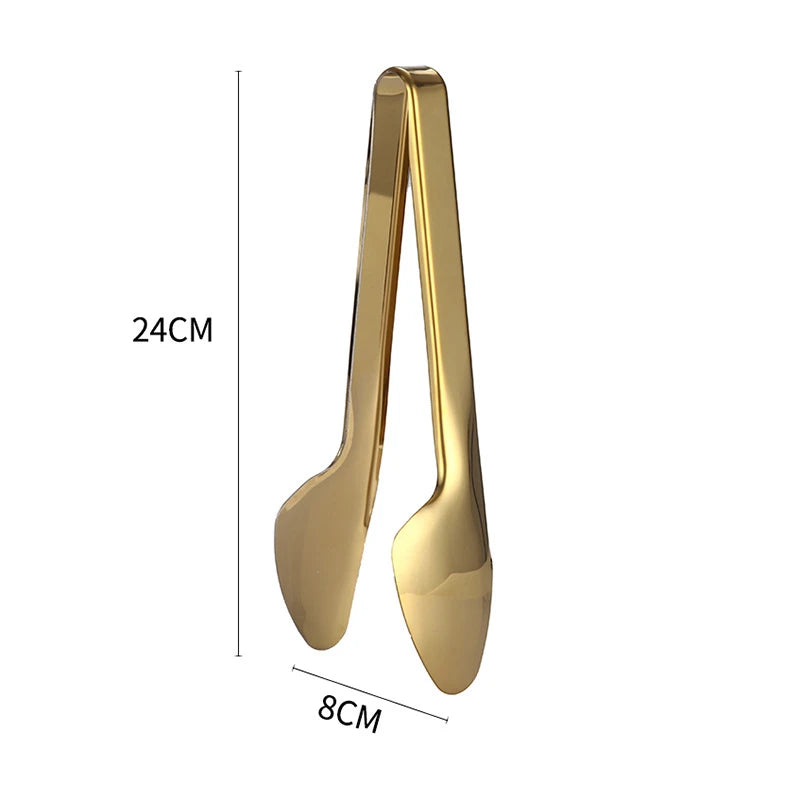 Gold Stainless Steel Food Tongs – Elegant Grill & Kitchen Clamp | Durable, Easy-Use, Multipurpose
