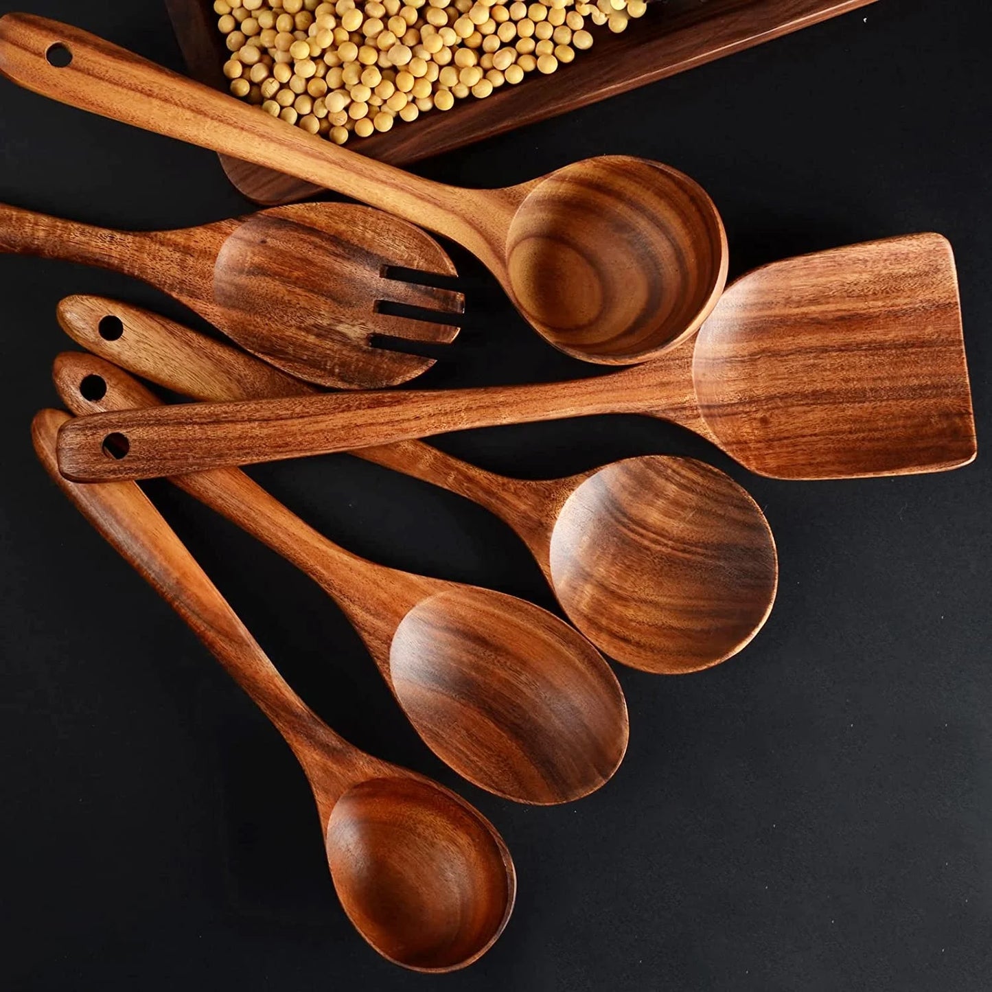 12PCS Teak Wood Utensil Set – Handcrafted Non-Stick Safe Kitchen Tools