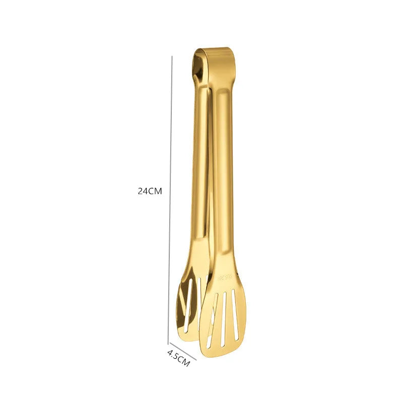 Gold Stainless Steel Food Tongs – Elegant Grill & Kitchen Clamp | Durable, Easy-Use, Multipurpose