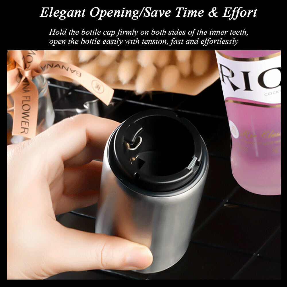 Magnetic Push-Down Bottle Opener – Stainless Steel, Reusable Cap Friendly