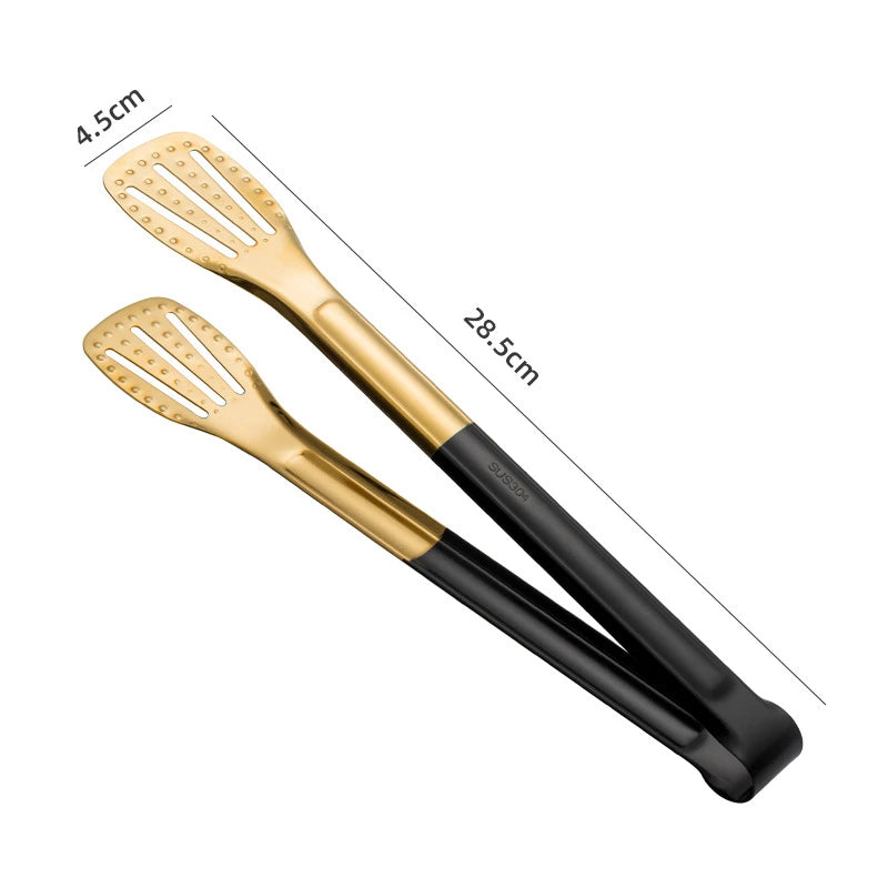 Gold Stainless Steel Food Tongs – Elegant Grill & Kitchen Clamp | Durable, Easy-Use, Multipurpose
